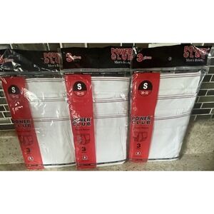 POWER CLUB MENS White Briefs 100% COTTON 3 Packages - 9 Briefs Sz Small 30-32